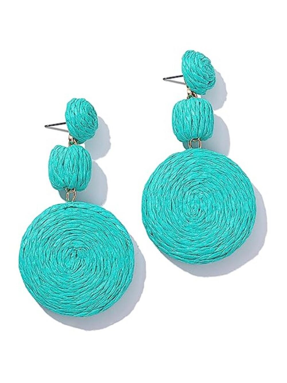Statement Raffia Boho Round Dangle Earrings